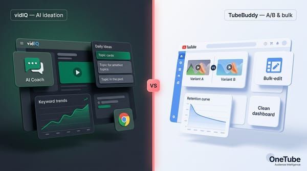 Hero illustration for vidIQ vs TubeBuddy in 2026: Honest Comparison + Where Both Miss the Mark